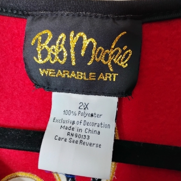 Bob Mackie Wearable Art Jacket 2X Fleece Embroidered Zip Up Statement Fall Plus - Picture 6 of 7